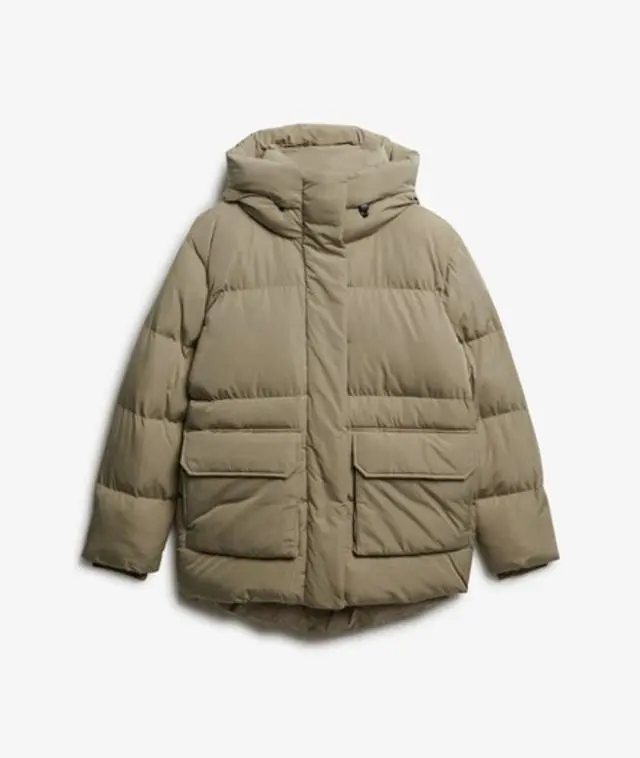 Superdry Women's Short Duvet Puffer Jacket Beige / Winter Twig Beige - 