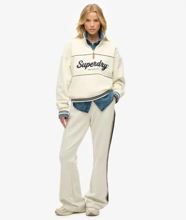 Superdry Women's Studios Stripe Straight Joggers White / Off White -