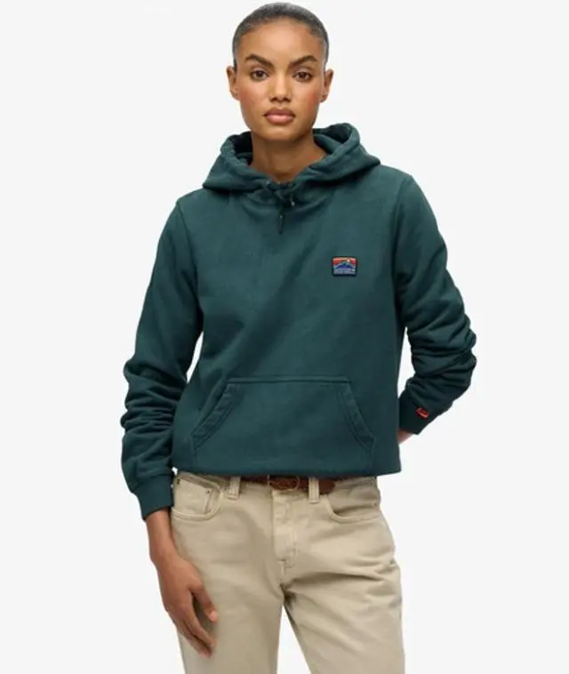 Superdry Women's Great Outdoors Embroidered Hoodie Green / Dark Forest Green -