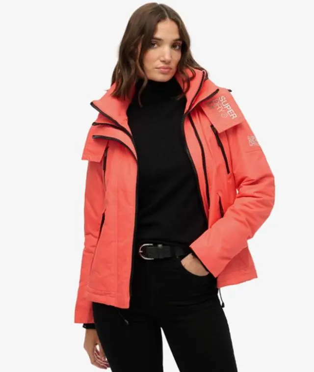 Superdry Women's Hooded Mountain Windbreaker Jacket Coral / Hyper Fire Coral -
