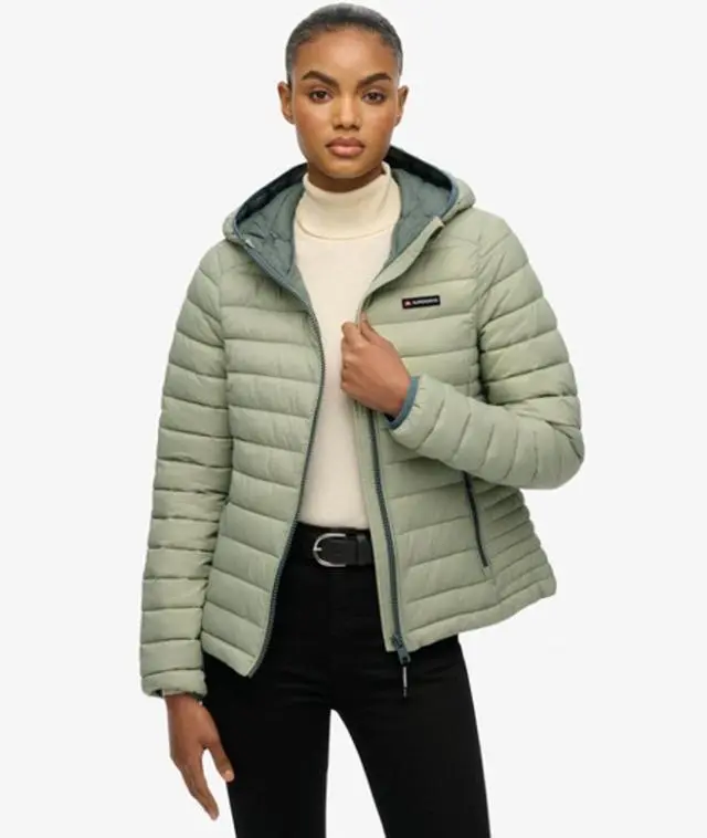 Superdry Women's Hooded Fuji Lite Padded Jacket Green / Dusty Sage -