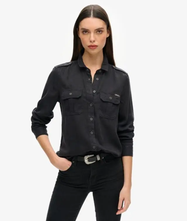 Superdry Women's Military Shirt Black / Bison Black - 