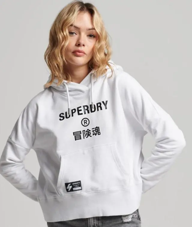 Superdry Women's Independent Logo Foil Crop Hoodie White / Optic - 