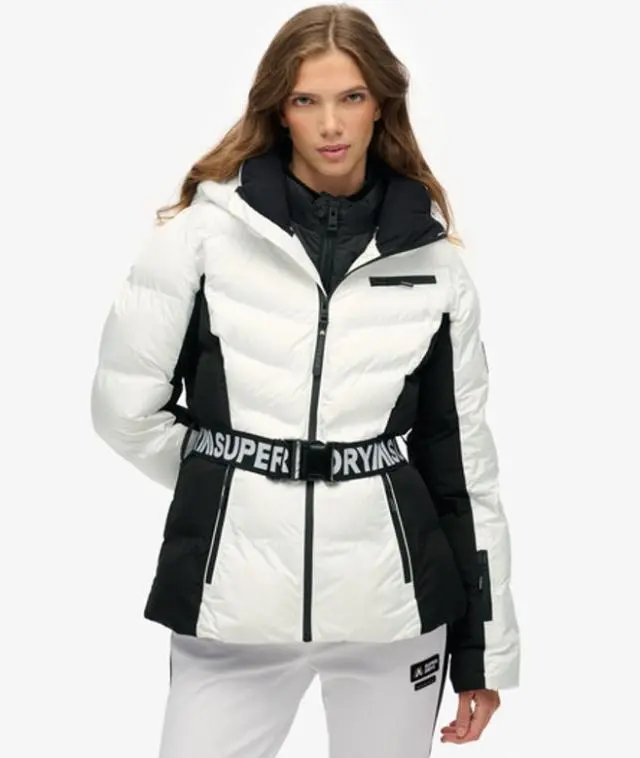 Superdry & Co Women's Luxe Belted Ski Padded Jacket White / Optic - 