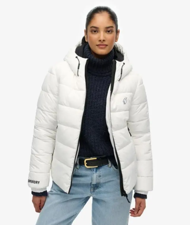 Superdry Women's Hooded Spirit Sports Puffer Jacket White / Optic -