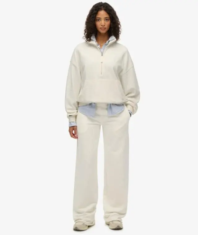 Superdry Women's Studios Half Zip Sweatshirt White / Off White - 