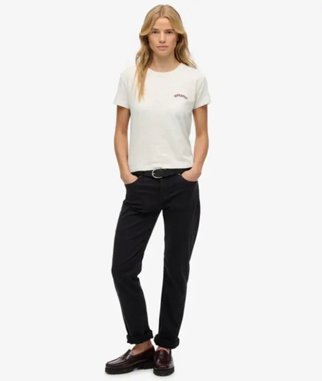 Superdry Women's Mid Rise Slim Sateen Pants Black -