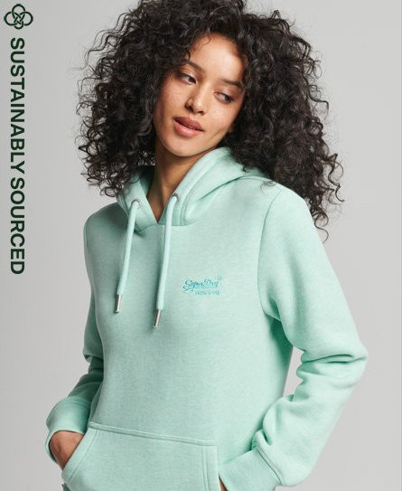 Superdry Women's Organic Cotton Vintage Logo Embroidered Hoodie Green / Minted Marl - 