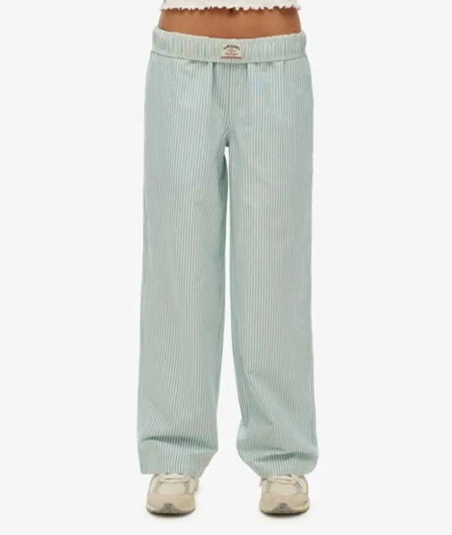 Superdry & Co Women's Organic Cotton Stripe Elasticated Trousers Green / Peppermint Chalk Stripe - 