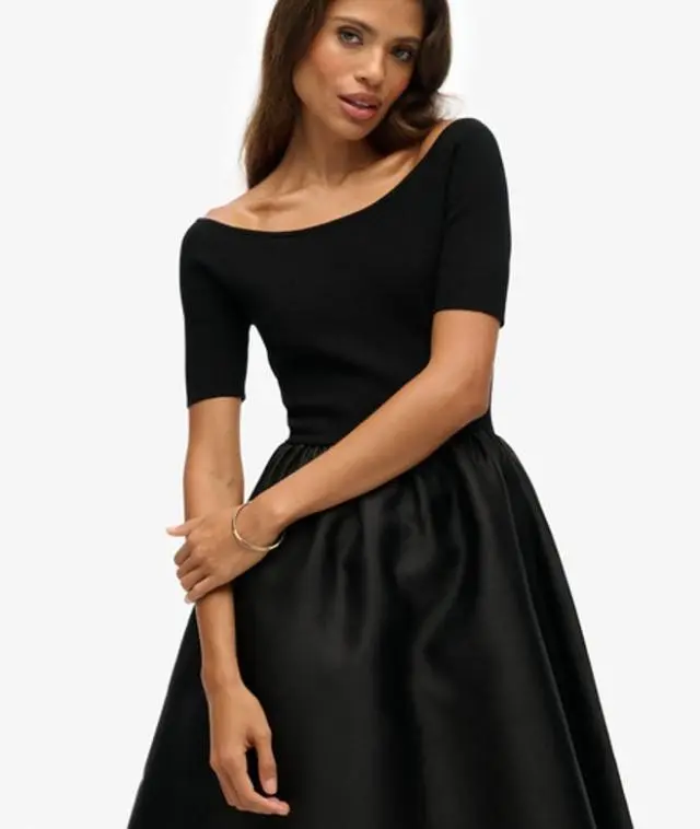 Superdry Women's Woven Mix Midi Dress Black - 
