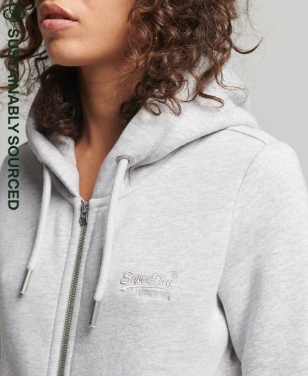 Superdry Women's Organic Cotton Vintage Logo Embroidered Zip Hoodie Light Grey / Glacier Grey Marl - 