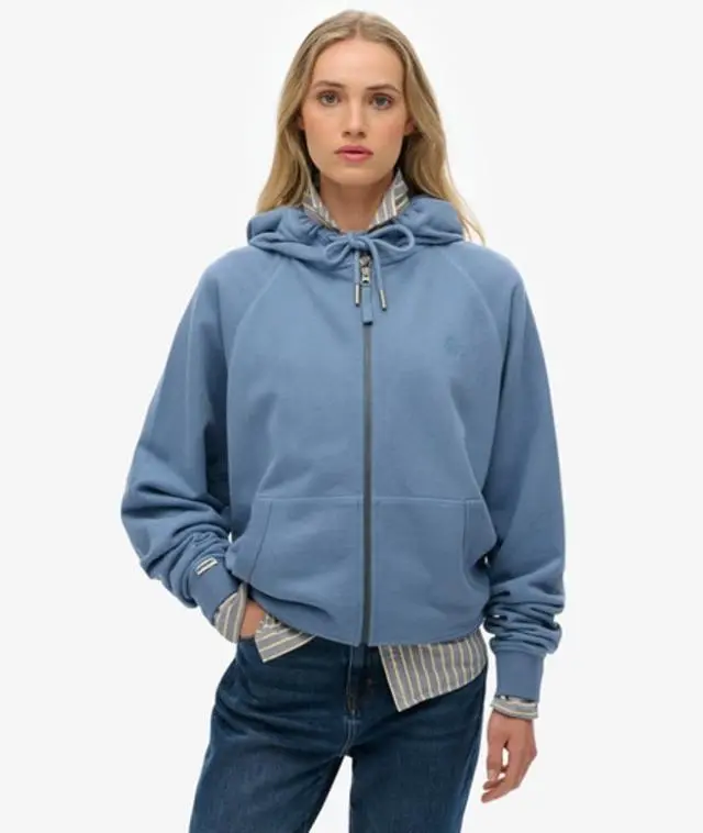 Superdry Women's Studios Relaxed Zip Hoodie Light Blue / Tidal Blue -