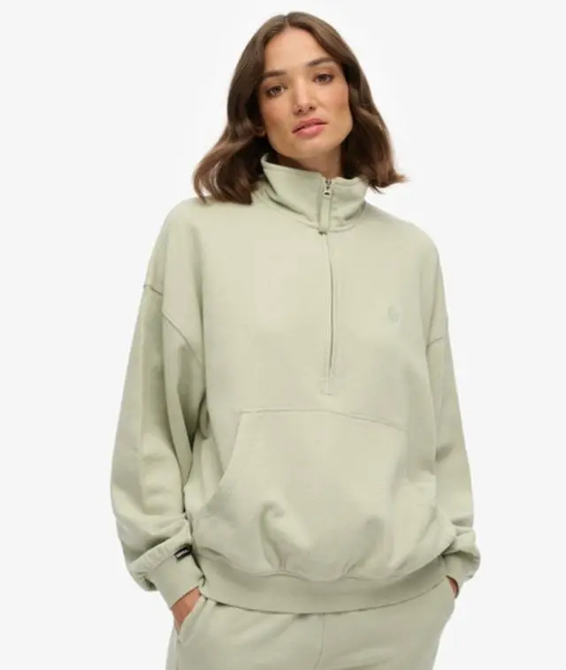 Superdry Women's Studios Half Zip Sweatshirt Green / Dusty Sage -