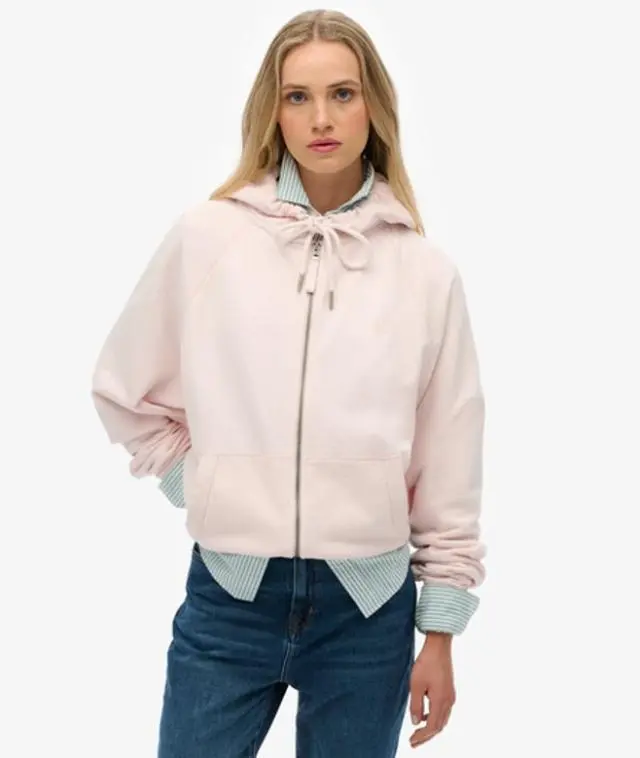 Superdry Women's Studios Relaxed Zip Hoodie Pink / Mauve Morn Pink -