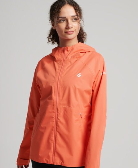 Superdry Women's Sport Waterproof Jacket Cream / Hot Coral - 