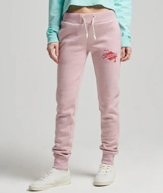 Superdry Women's Vintage Script Style Collegiate Joggers Pink / LA Soft Pink Marl - 