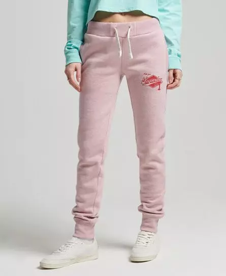 Superdry Women's Vintage Script Style Collegiate Joggers Pink / LA Soft Pink Marl - 