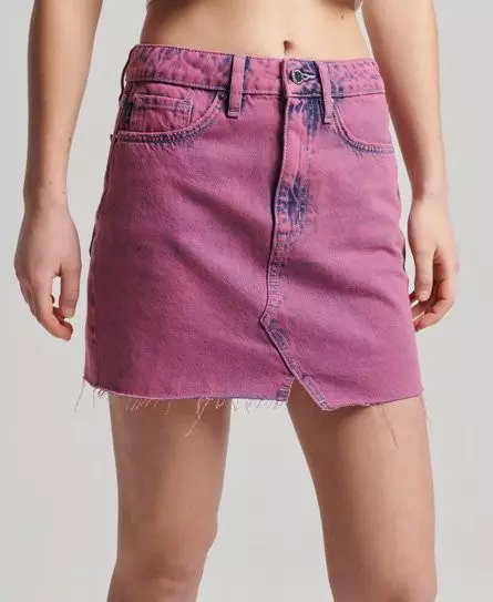Superdry Women's Vintage Denim Mini Skirt Pink / Dark Pink Marble - 
