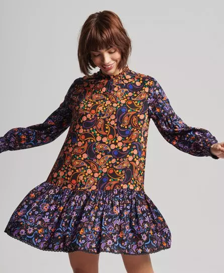 Superdry Women's High Neck Mini Dress Multiple Colours / Multi Paisley Print -