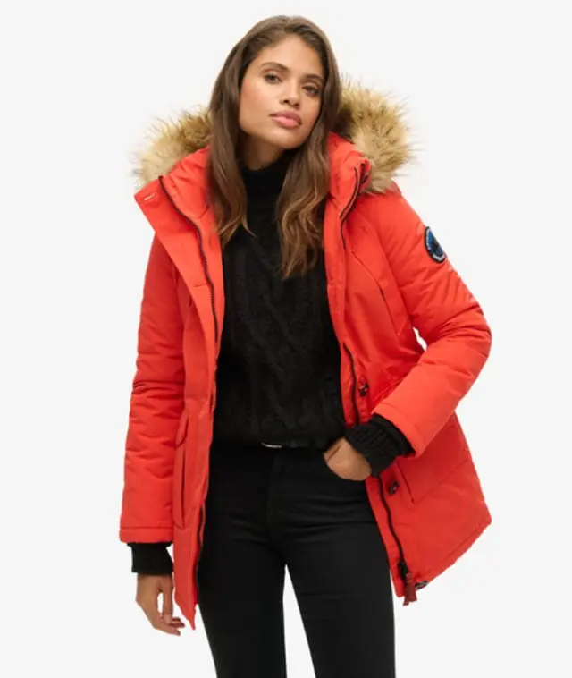 Superdry & Co Women's Everest Classic Parka Coat, Orange, 
