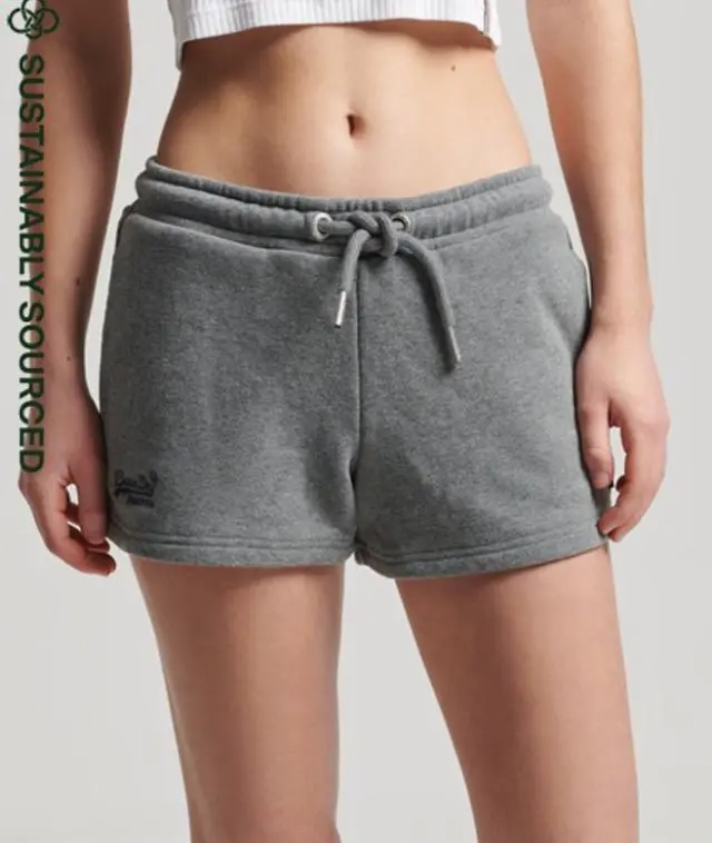 Superdry Women's Organic Cotton Vintage Logo Jersey Shorts Grey / Rich Charcoal Marl - 