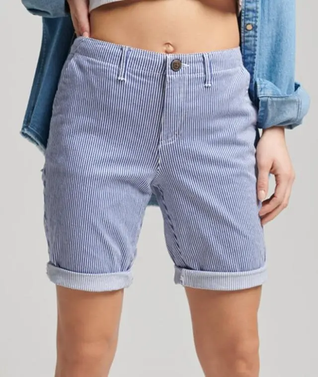 Superdry Women's City Chino Shorts Navy / Navy Stripe - 