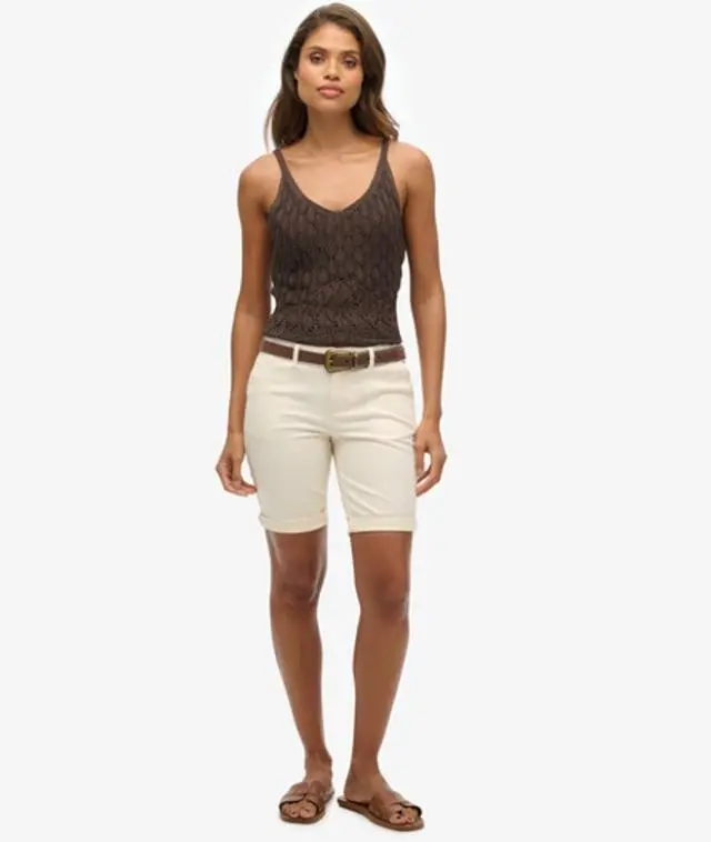 Superdry & Co Women's City Chino Shorts Cream / Oyster - 
