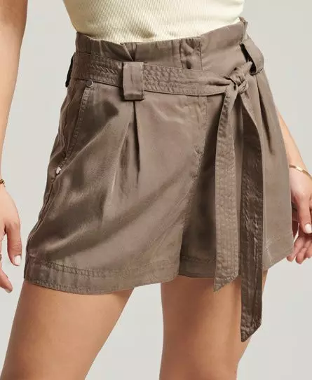Superdry Women's Desert Paperbag Shorts Khaki / Bungee Cord - 