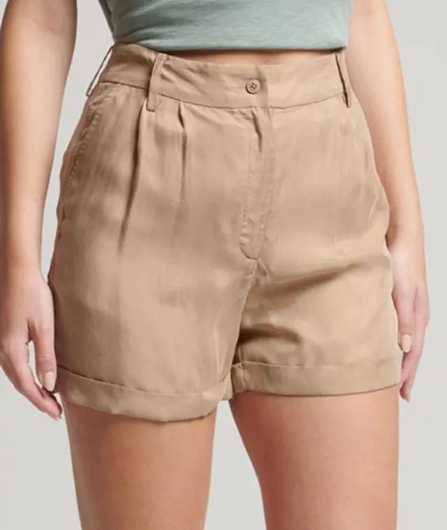 Superdry Women's Cupro Shorts Khaki / Petrified Oak - 