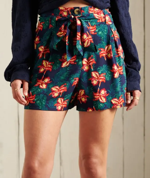 Superdry & Co Women's Printed Paperbag Shorts Navy / Navy Floral - 