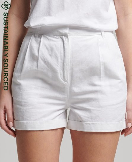 Superdry Women's Studios Linen Shorts White / Optic - 