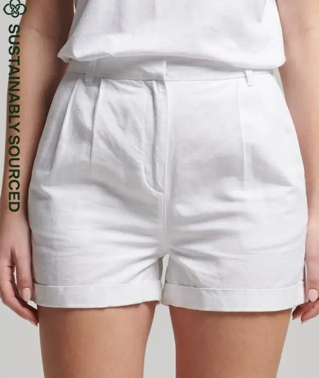 Superdry Women's Studios Linen Shorts White / Optic - 