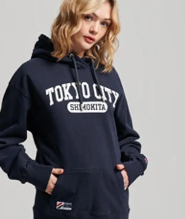 Superdry Women's City College Oversized Hoodie Navy / Eclipse Navy - 