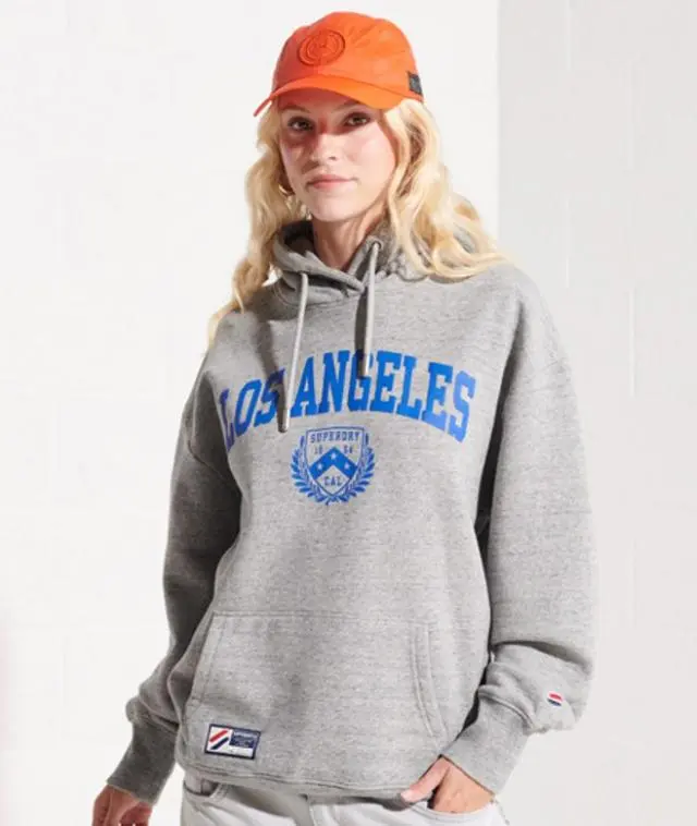 Superdry & Co Women's City College Oversized Hoodie Light Grey / Grey Slub Grindle - 