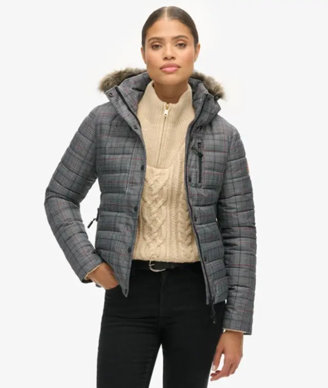 Superdry & Co Women's Tweed Fuji Jacket Multiple Colours / Prince Of Wales Check Blue Mix - 