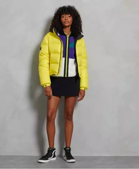 Superdry Women's Luxe Alpine Down Padded Jacket Yellow / Citrus Zest - 