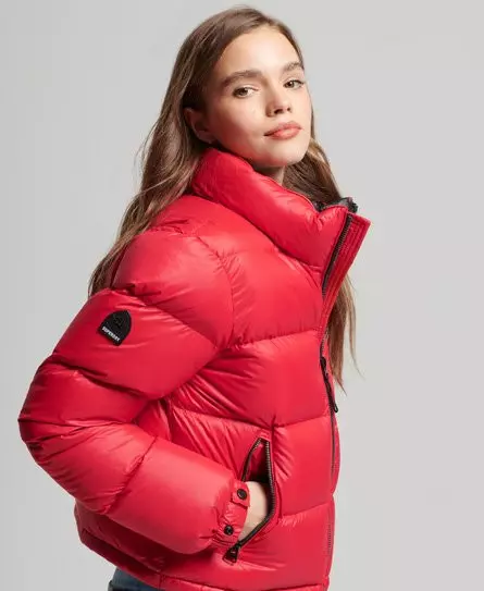 Superdry Women's Luxe Alpine Down Padded Jacket Red / Risk Red - 