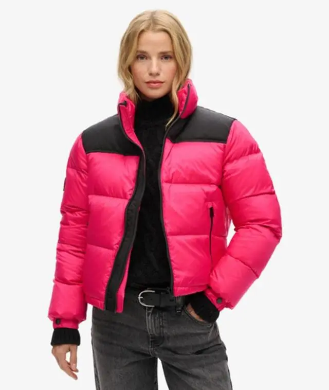 Superdry Women's Sportstyle Code Puffer Jacket Pink / Hot Pink - 