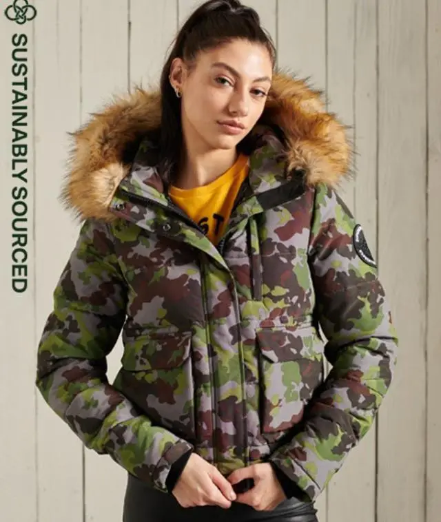 Superdry Women's Everest Bomber Jacket Khaki / Army Camo - 