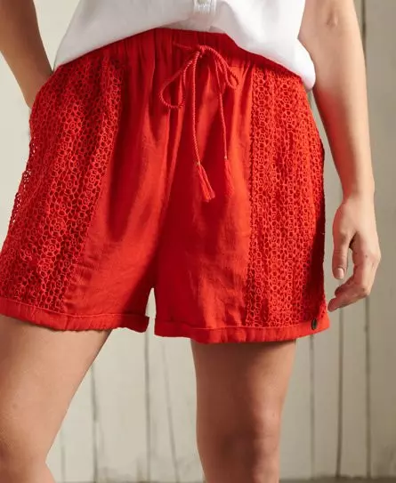 Superdry Women's Lace Shorts Red / Apple Red - 