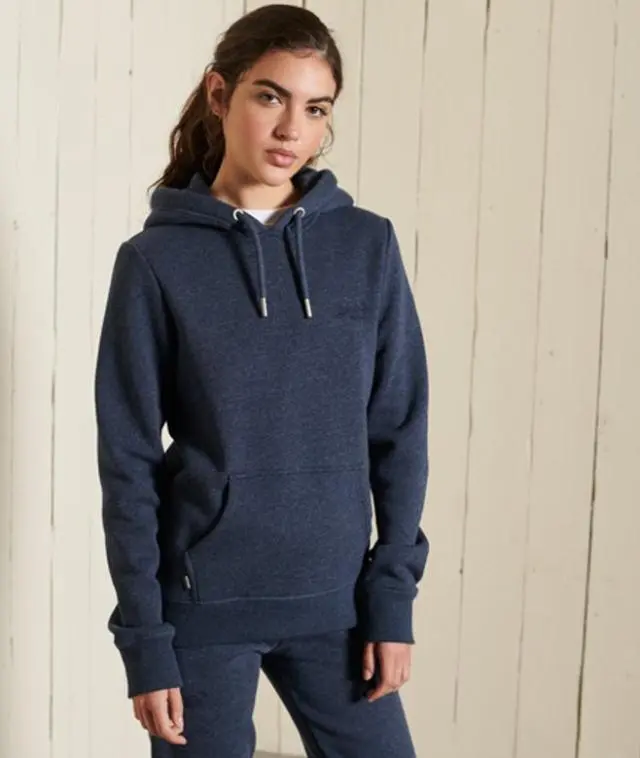 Superdry Women's Vintage Logo Embroidered Hoodie Navy / Vintage Navy Marl - 