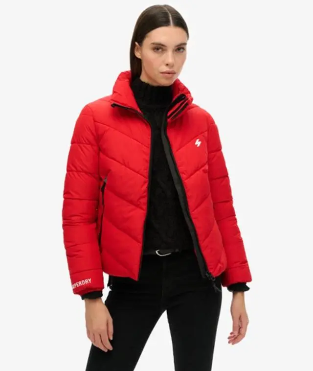 Superdry & Co Women's Non Hooded Sports Puffer Jacket Red / Risk Red - 