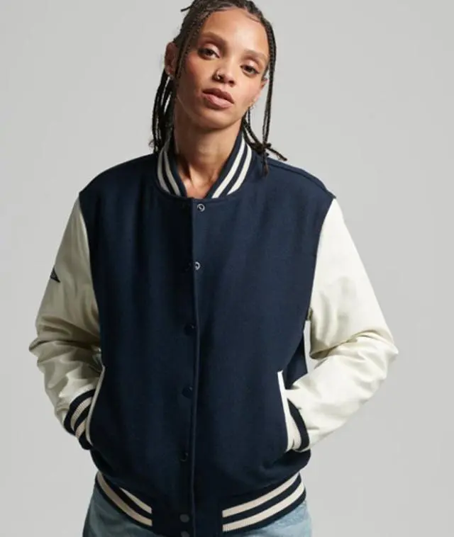 Superdry Women's College Varsity Bomber Jacket Navy / Eclipse Navy - 