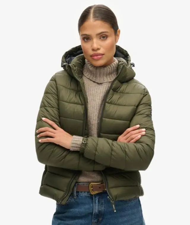 Superdry Women's Classic Fuji Puffer Jacket Green / Dark Moss - 
