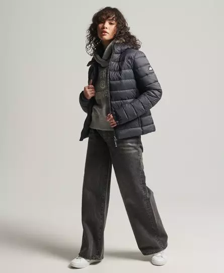 Superdry Women's Classic Fuji Puffer Jacket Grey / Charcoal - 