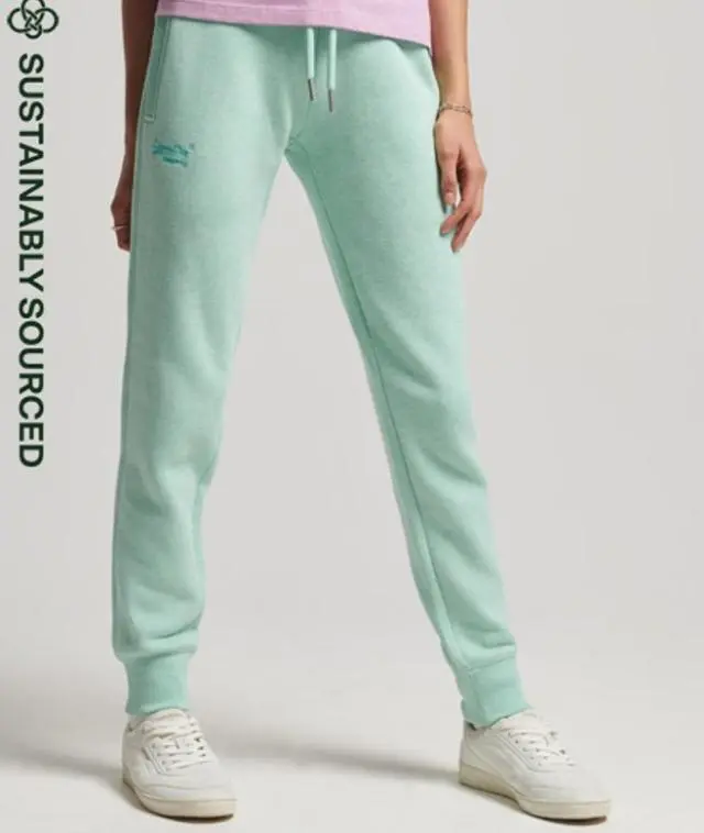 Superdry Women's Organic Cotton Vintage Logo Embroidered Joggers Green / Minted Marl - 