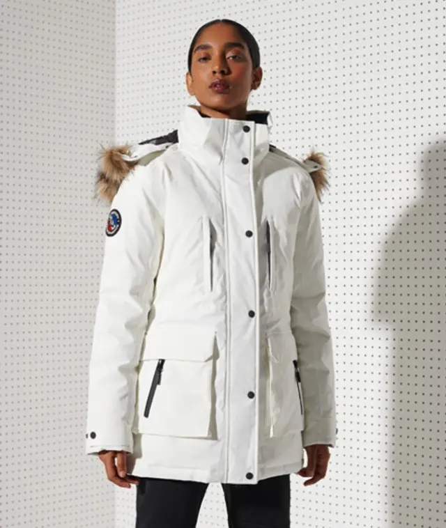 Superdry & Co Women's Everest Down Snow Parka Coat White / Optic - 