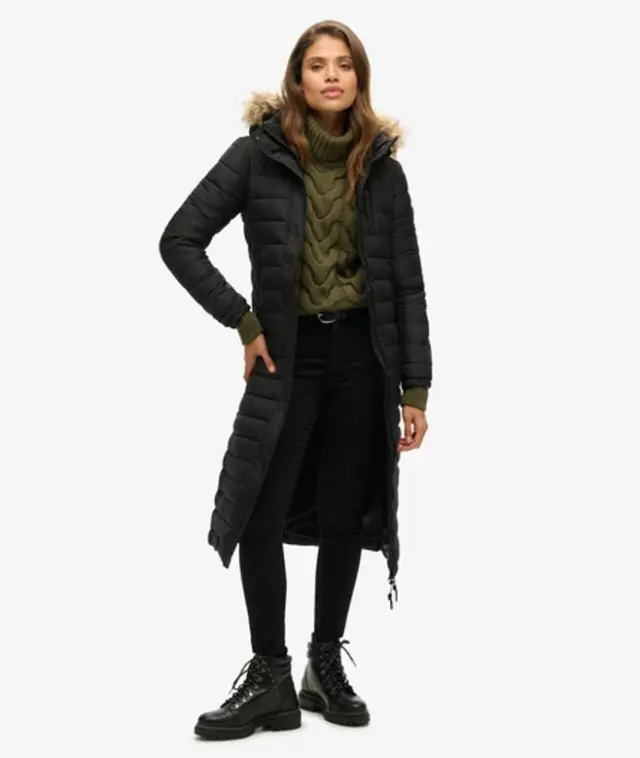 Superdry & Co Women's Super Long Fuji Coat Black - 