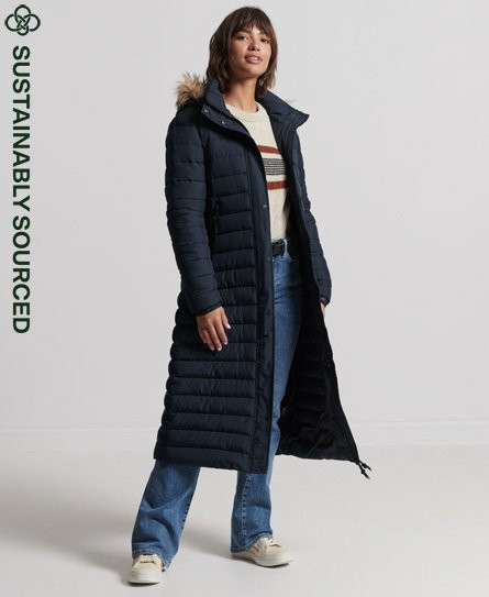 Superdry Women's Super Longline Fuji Coat Navy / Eclipse Navy - 