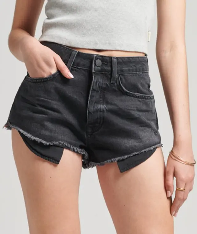 Superdry & Co Women's Vintage High Rise Cut Off Shorts Black / Wolcott Black Stone - 